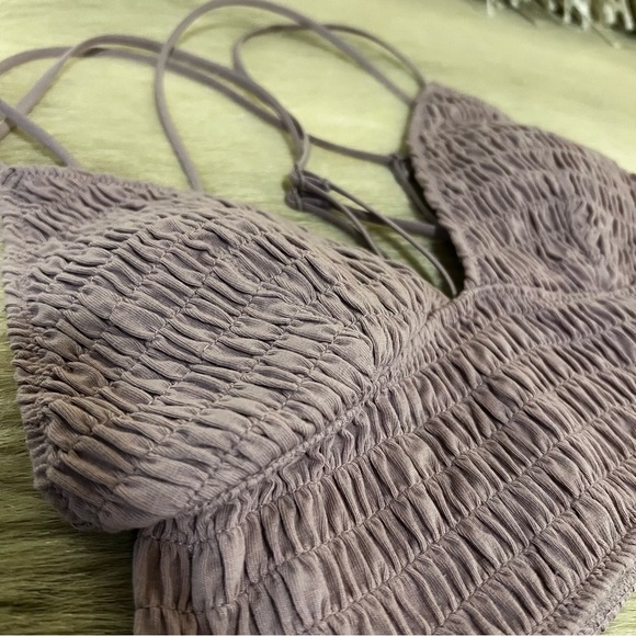 PINK by VICTORIA’S SECRET Deep Lilac Lavender Smocked Triangle Bralette S - Picture 4 of 8